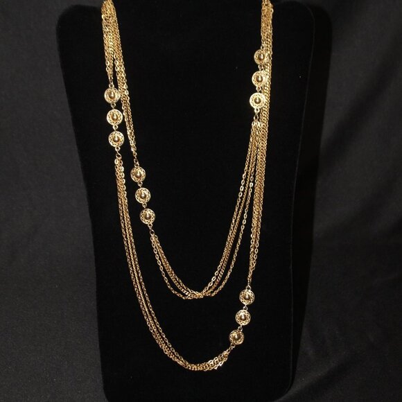 Monet Extra Long Gold Tone Chain Necklace - Picture 1 of 9
